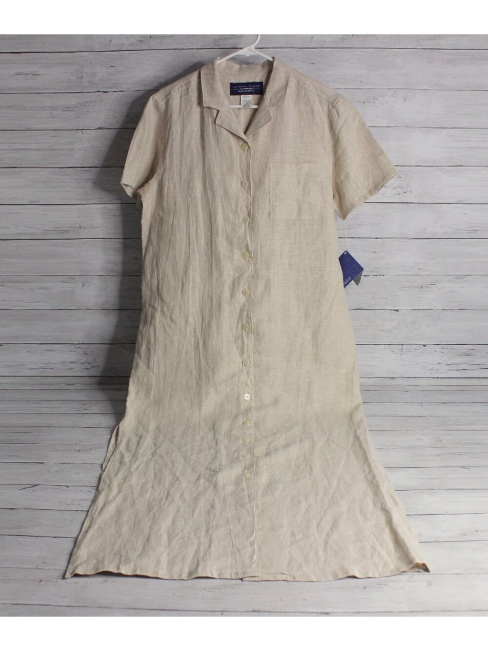 Catherine Stewart Vintage Linen Maxi Dress Size L Natural Beige